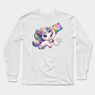 Kite Flying Unicorn Long Sleeve T-Shirt